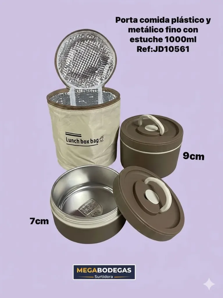 PORTACOMIDA PLASTICO Y METALICO CON LONCHERA FINA