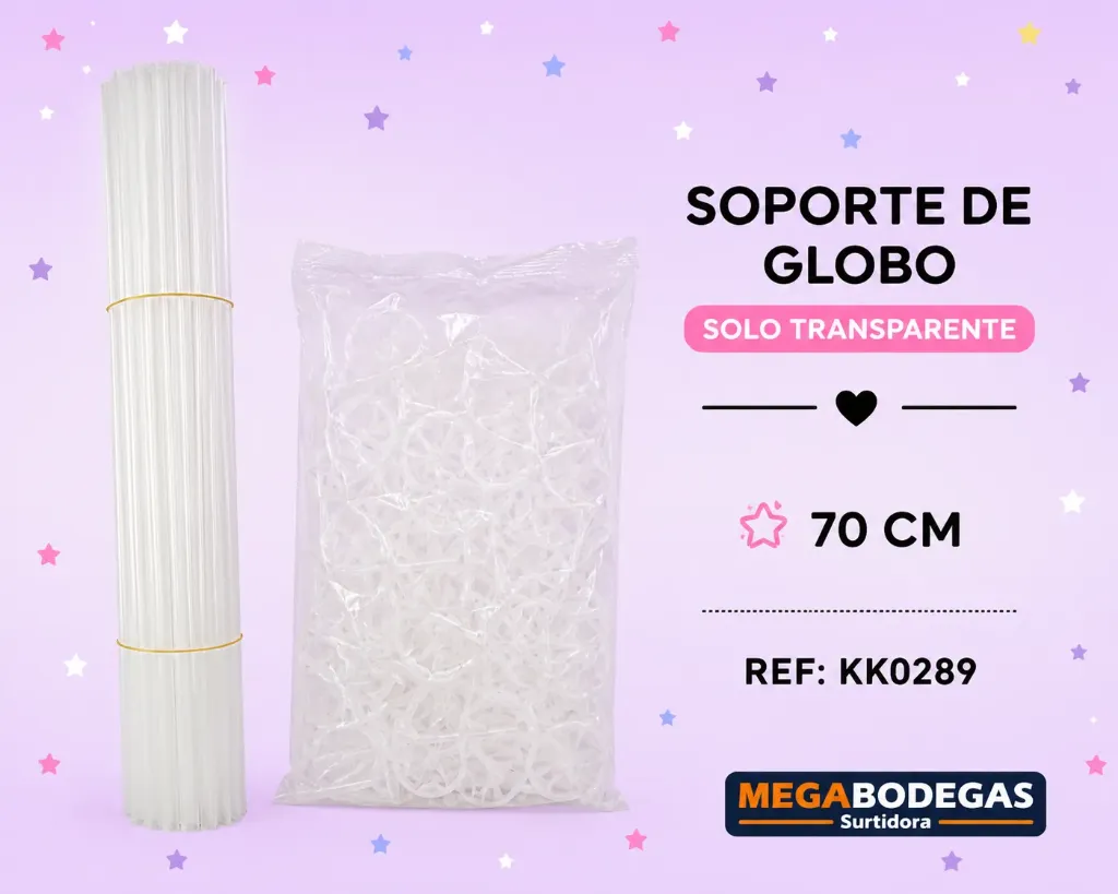 SOPORTE DE GLOBO FINO X50 TRANSPARENTE