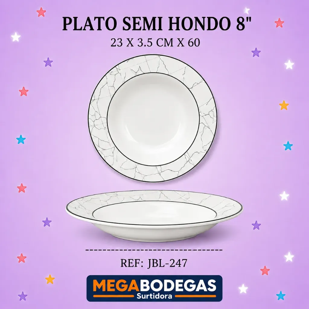 PLATO SEMI HONDO 8" 23 X 3.5 CM X 60