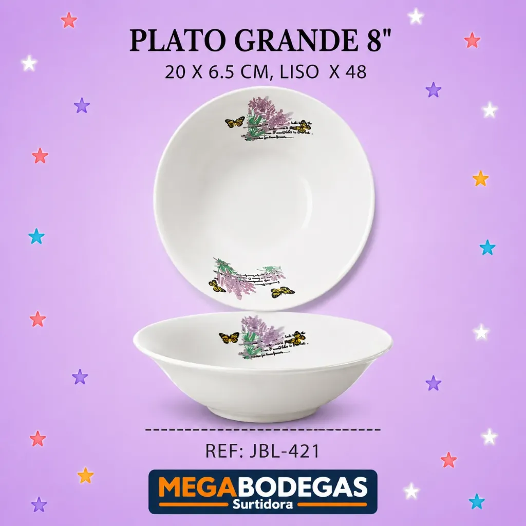 BOWL 8" 20 X 6.5 CM, LISO  X 48