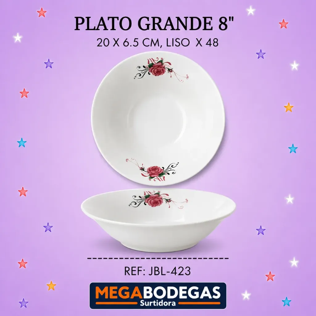 BOWL 8" 20 X 6.5 CM, LISO  X 48
