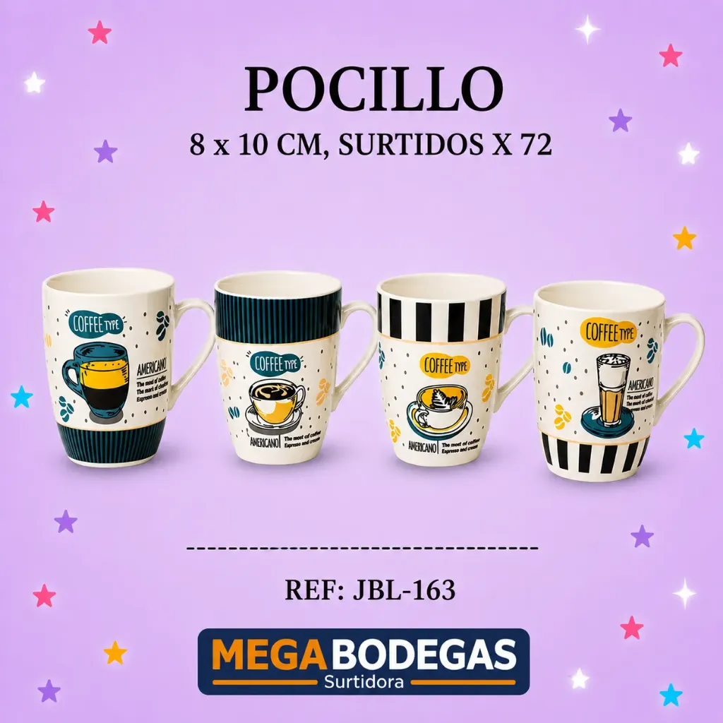 POCILLO 8 x 10 CM, SURTIDOS X 72