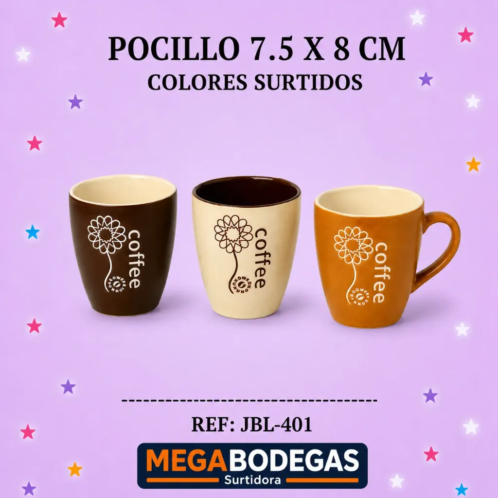 POCILLO 7.5 X 8 CM COLORES SURTIDOS